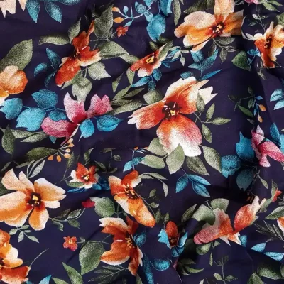 rayón azul oscuro flores