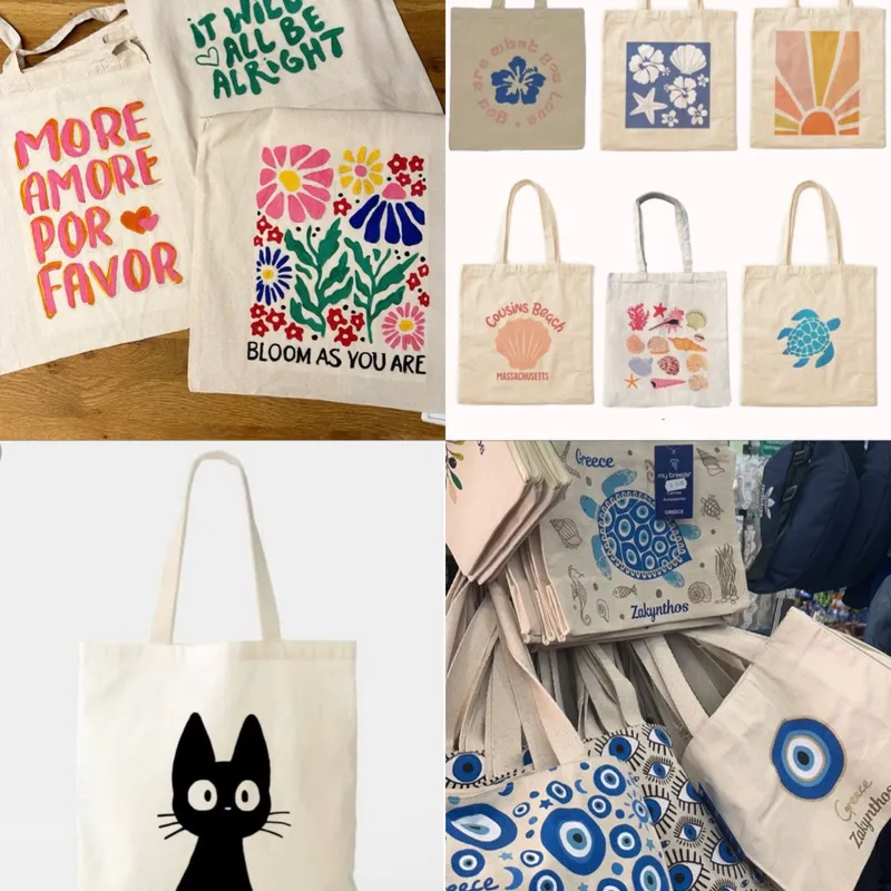 Bolsas de lienzo pintadas a mano ‍