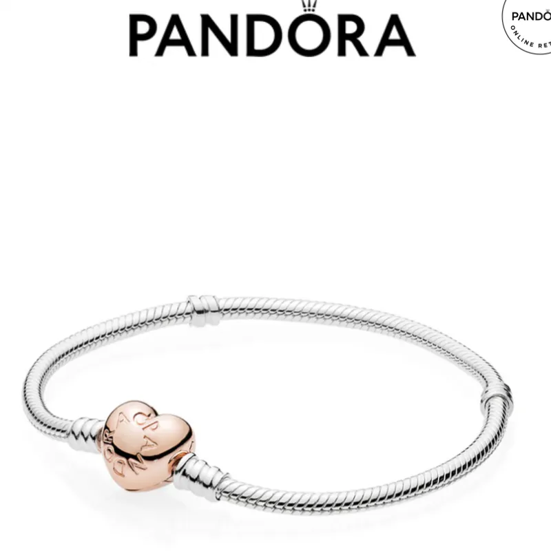 PANDORA MOMENTS HEART CLASP SNAKE CHAIN BRACELET