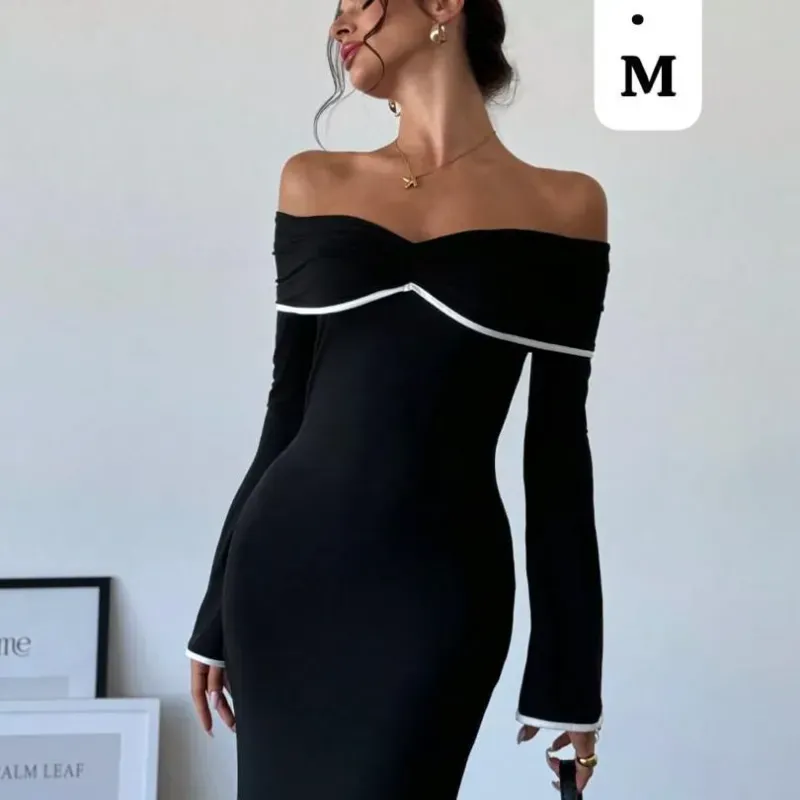  Vestido Black Palm – Elegancia urbana con contraste minimalista y corte sofisticado