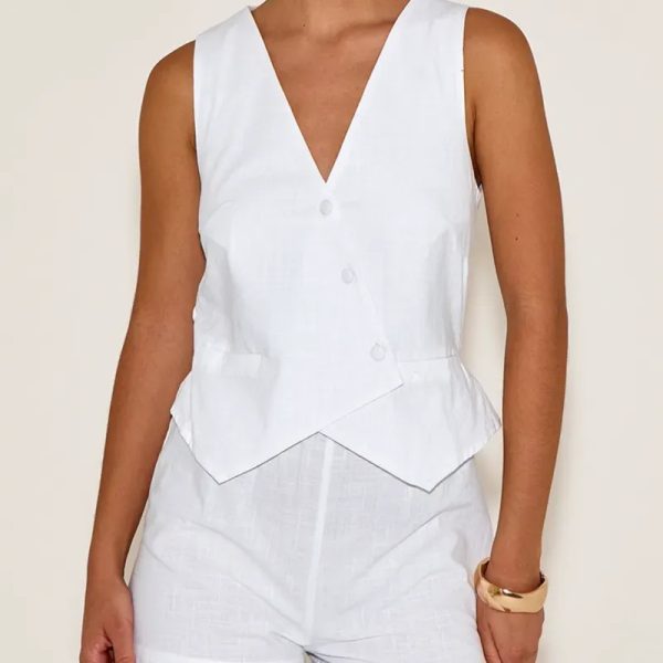 Monoshort de hilo blanco con chaleco