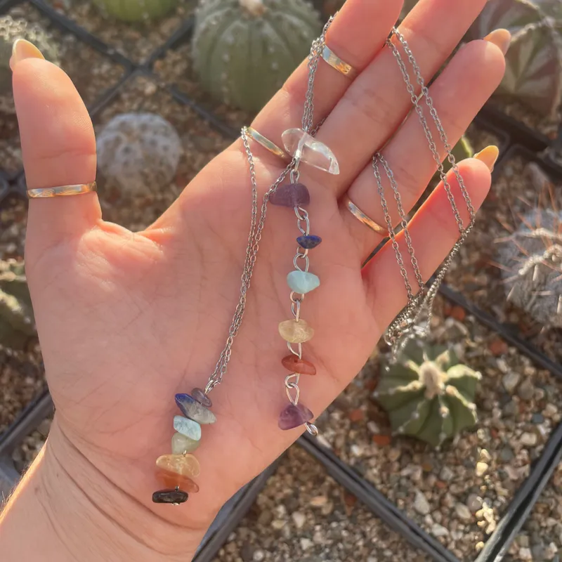 Collares de Acero inoxidable con piedras naturales