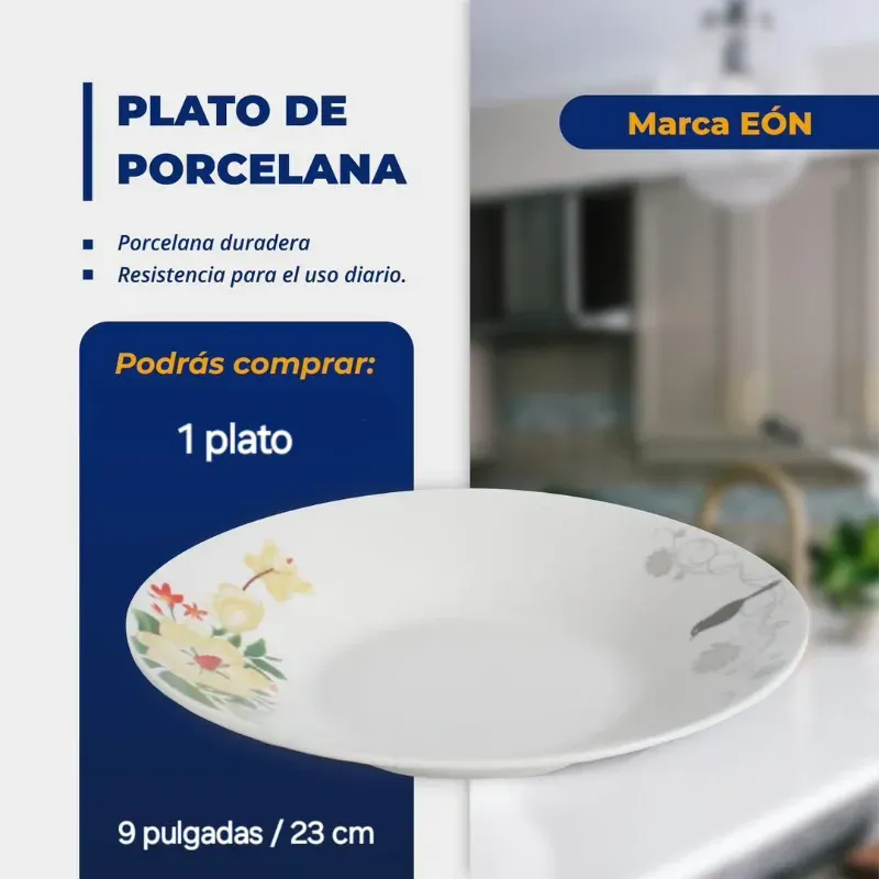 Plato de porcelana floreado