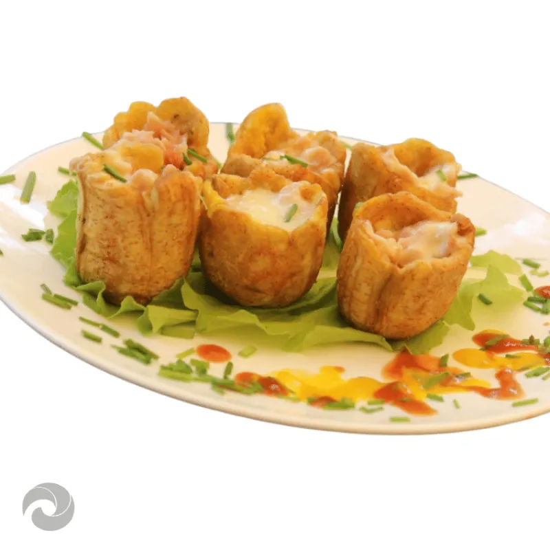 Tostones rellenos de jamón y queso