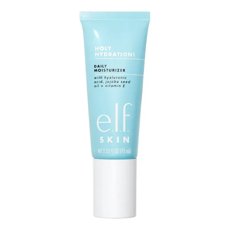 e.l.f. SKIN Holy Hydration! Hidratante de hidratación diaria, fórmula ultrahidratante, infundida con aloe, aceite de jojoba y manteca de karité, vegano y libre de crueldad, 2.53 onzas líquidas
