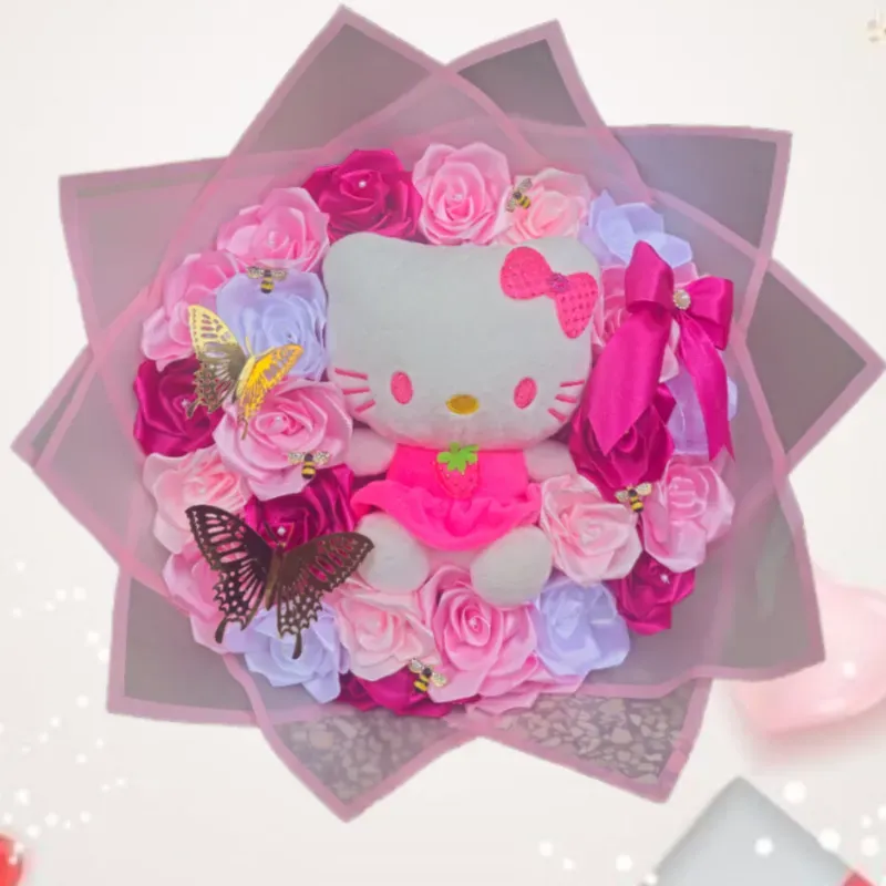 Ramo con Kitty y rosas eternas