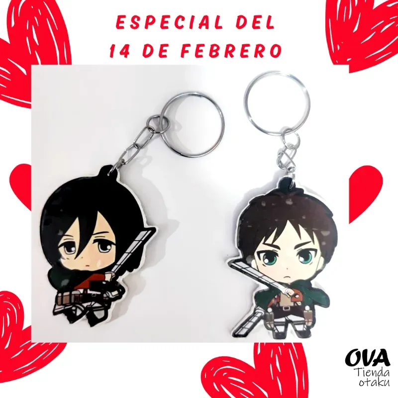 ⚔️ Pareja de llaveros Eren + Mikasa (Shingeki no Kyojin)