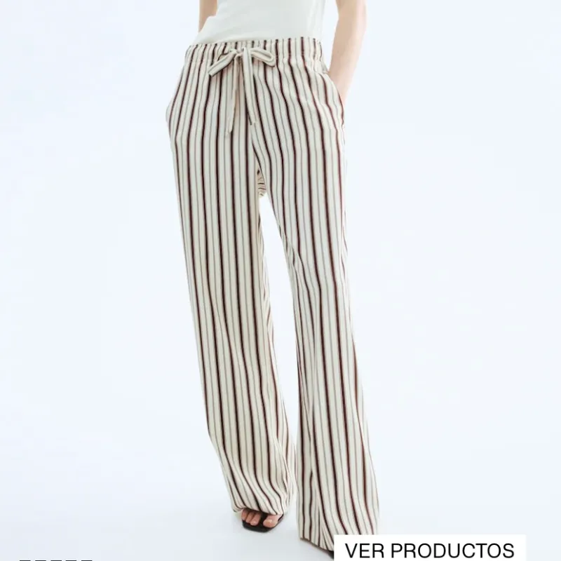 Pantaloneta rayas beige y carmelita