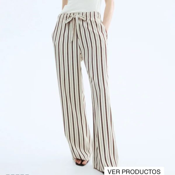 Pantaloneta rayas beige y carmelita