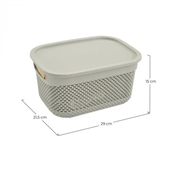 CESTA RESINA RECTANGULAR C/ASAS C/TAPA GRIS