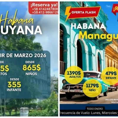 VIAJE DESDE LA HABANA A GUYANA - MANAGUA OFERTA FLASH