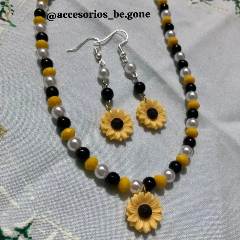 Collar + aretes de Girasoles