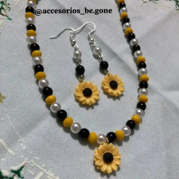 Collar + aretes de Girasoles