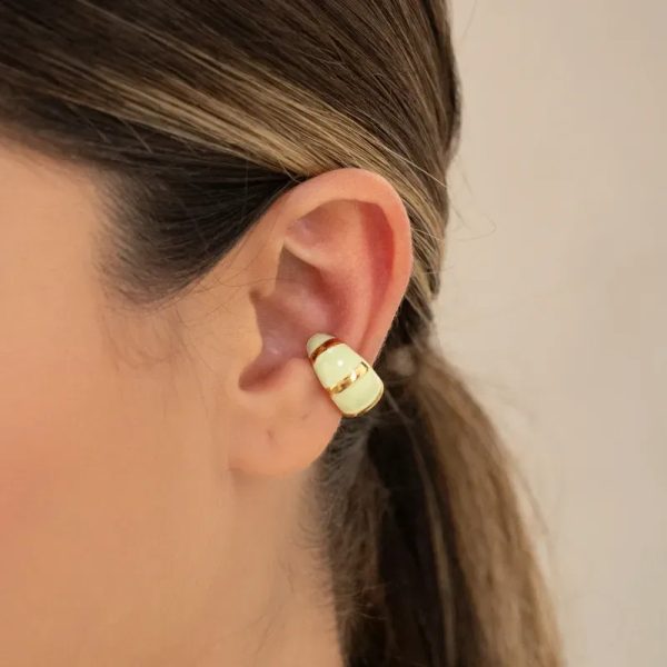 Earcuff Rayas Gold verde