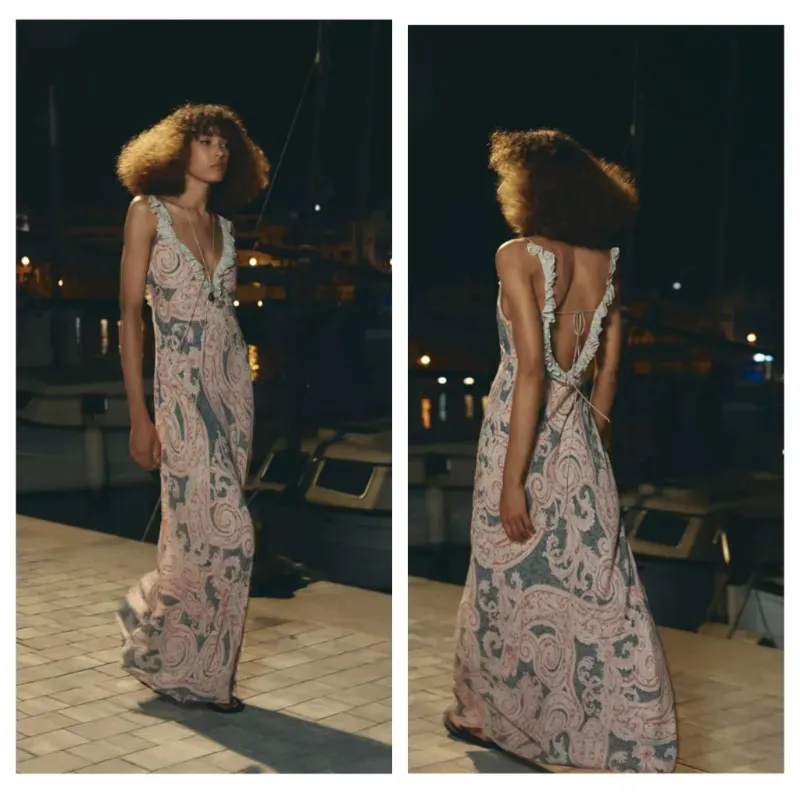 Vestido Zara maxi estampado