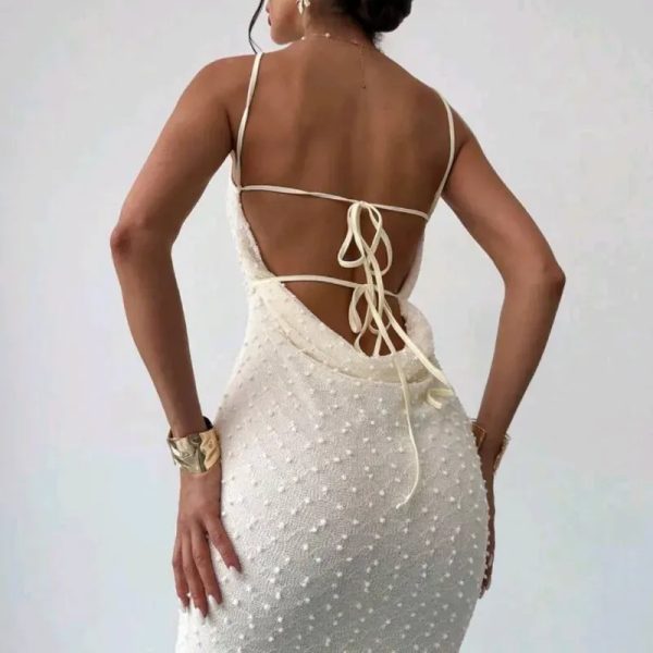  Vestido largo con escote en la espalda — Albaricoque