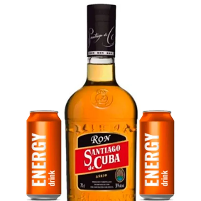 RON SANTIAGO AÑEJO + 2 ENERGIZANTES