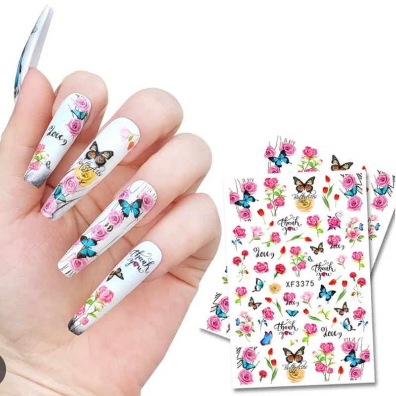 Calcomanía flores y mariposas