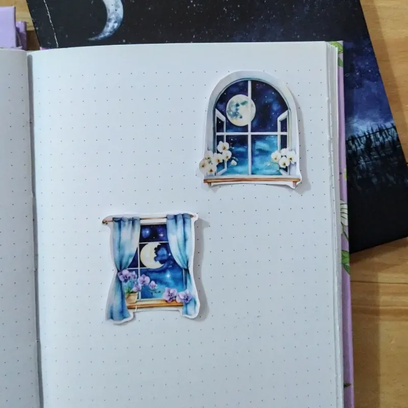 Pegatinas de ventana con vista de la luna