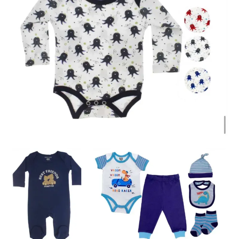 Conjunto de Bodys Enterito Mono y Accesorios (Varón)