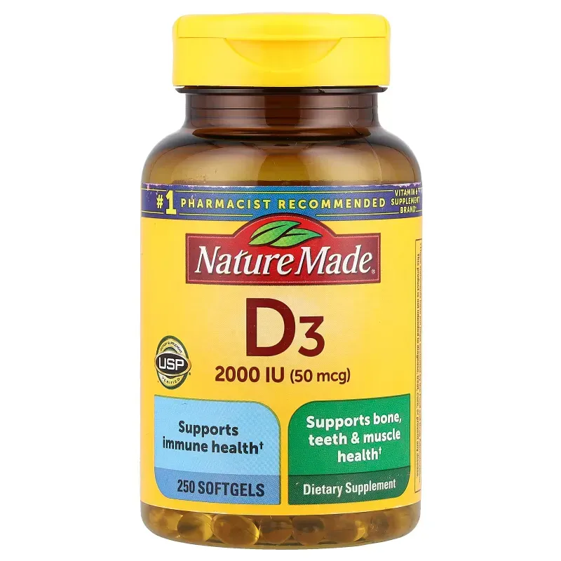 Vitamina D3 Nature Made® – 2000 UI (50 mcg) – 250 Cápsulas Blandas