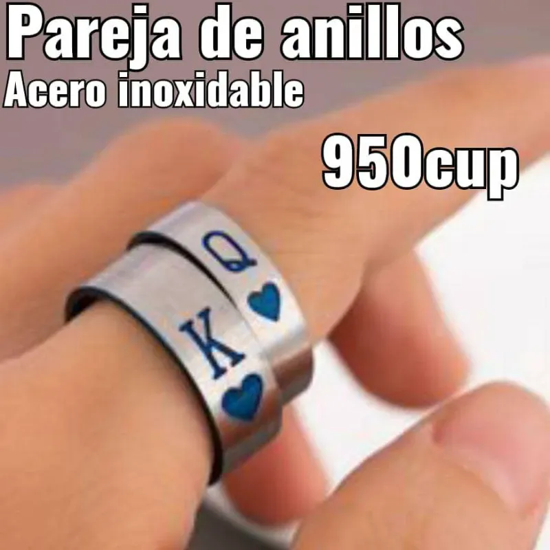 Pareja de anillos de acero inoxidable