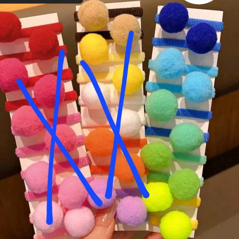 Set 10 piezas felpas pompones de colores