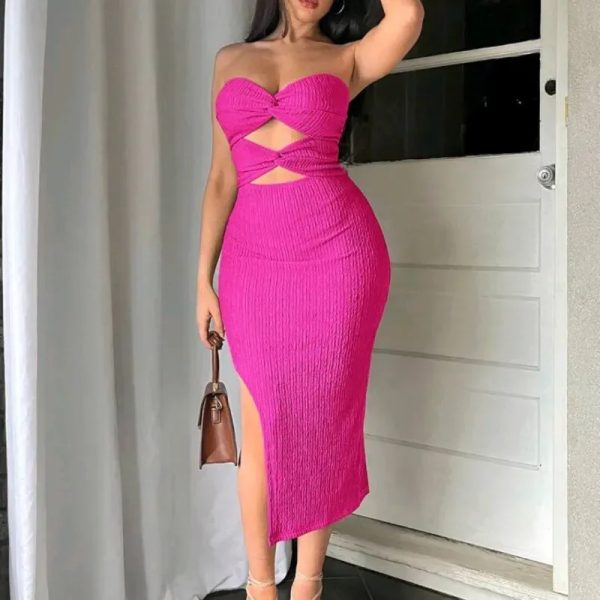  Vestido con abertura delantera — Rosado