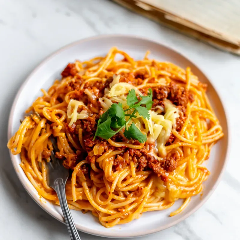 Espagueti c/ Chorizo y Queso Gouda