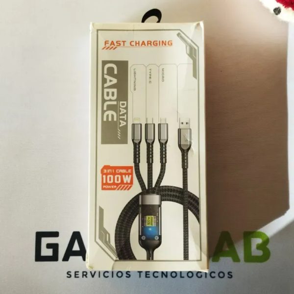  Cable 3 en 1 (Lightning / Type-C / Micro USB)
