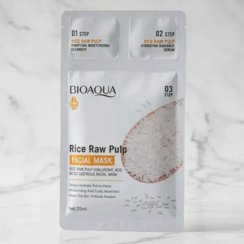 KIT DE CUIDADO FACIAL EN TRES PASOS DE ARROZ Y ÁCIDO HIALURÓNICO