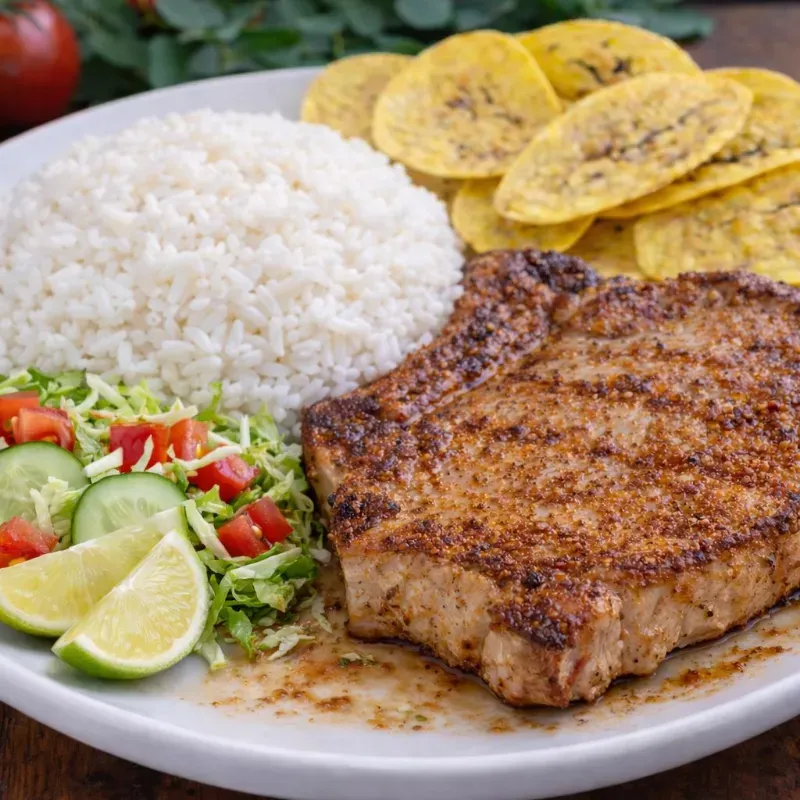 Chuleta de Cerdo con arroz Blanco