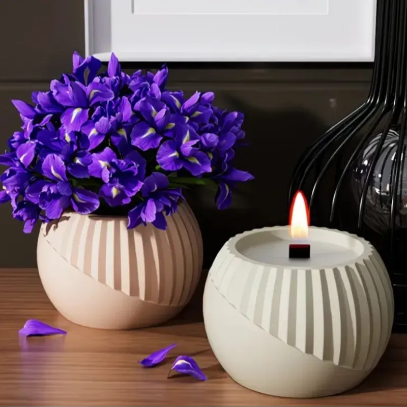 Maceta de yeso de estilo nórdico. Para plantas artificiales o para velas (noincluidas)