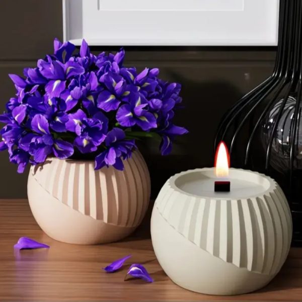 Maceta de yeso de estilo nórdico. Para plantas artificiales o para velas (noincluidas)
