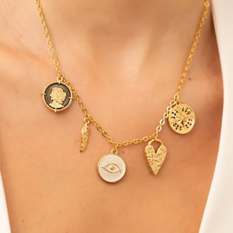 Collar Multicharms Intuición / Love + Aretes