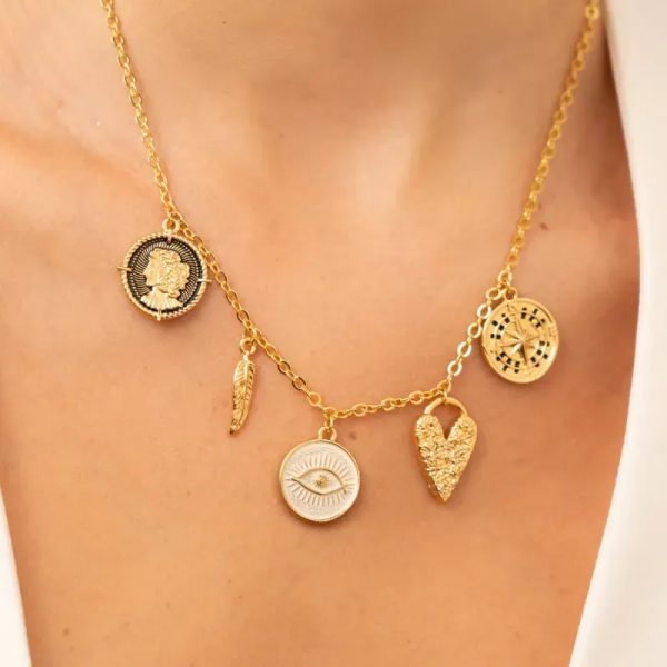 Collar Multicharms Intuición / Love + Aretes