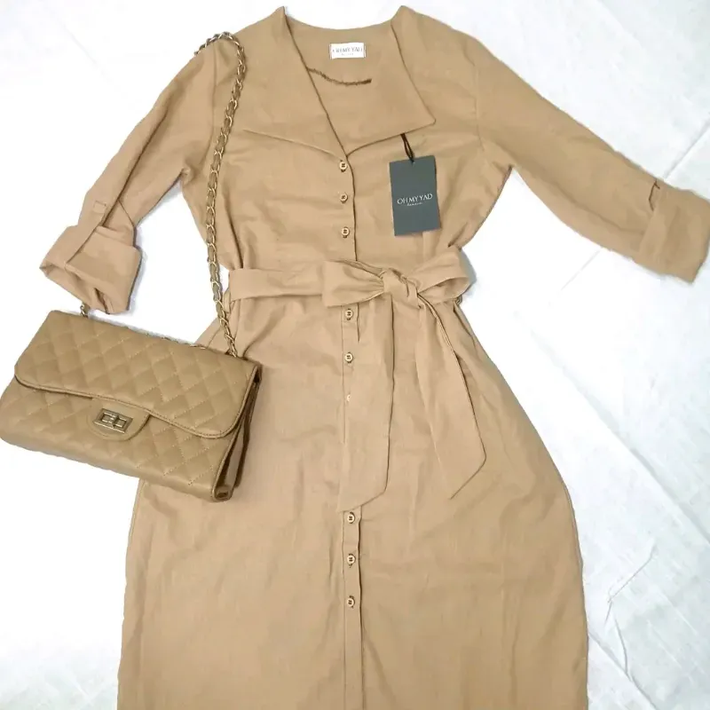 Vestido camisero de hilo