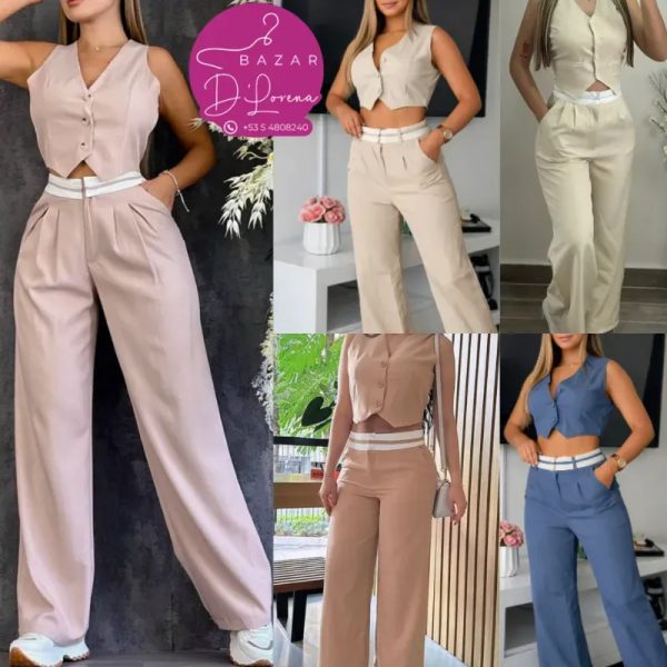 Conjunto de pantalón y blusa tipo chaleco