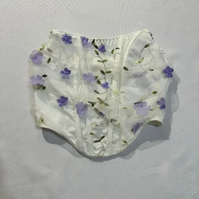 Top Corto Corset con Flores Moradas