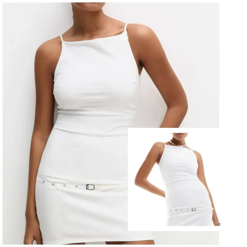 Vestido Pullandbear cinturón blanco