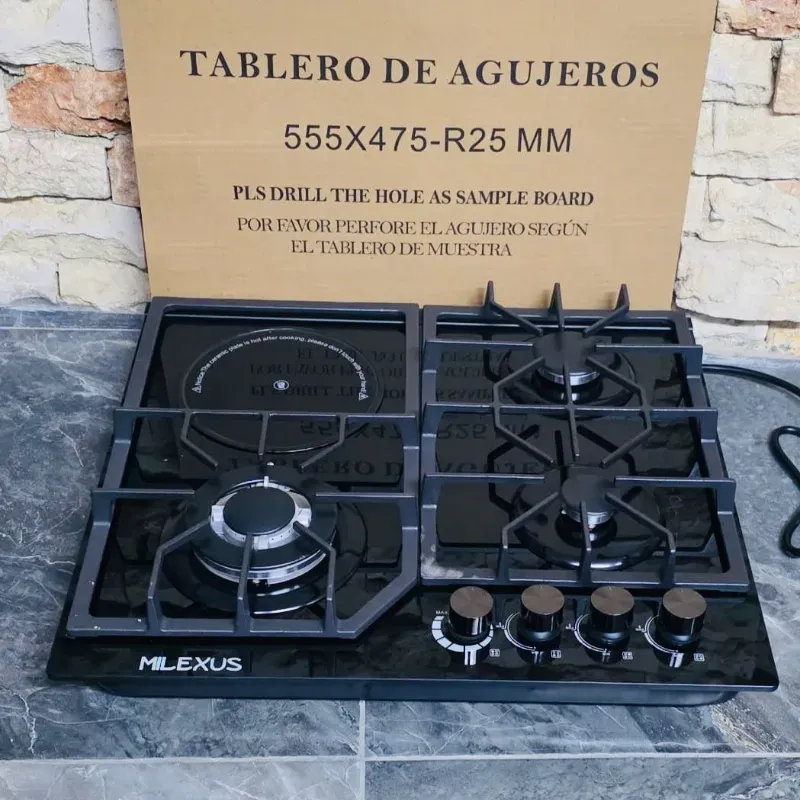 Cocina de gas empotrable 3 quemadores y una inflarrojo