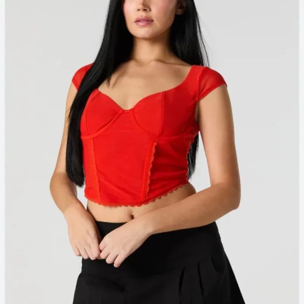 Blusa roja estilo corset
