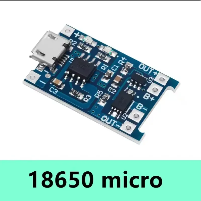  Módulo de Carga TP4056– 5V 1A, Micro USB, para Baterías de Litio 18650
