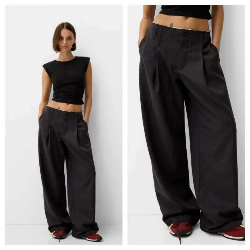 Pantalón Bershka gris ancho