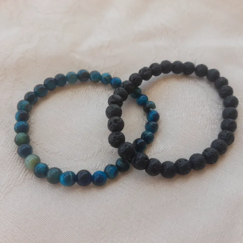 Pulsera de Piedra semipreciosa 2 (volcanica y Ojo de Tigre)