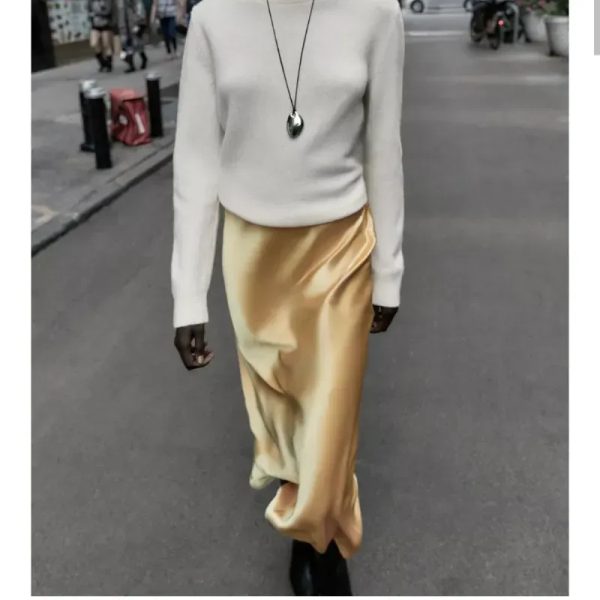 Falda Midi Satinada ZARA