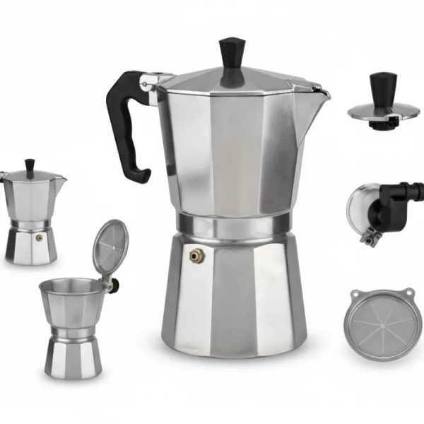 Cafetera de aluminio 6 tazas con asa