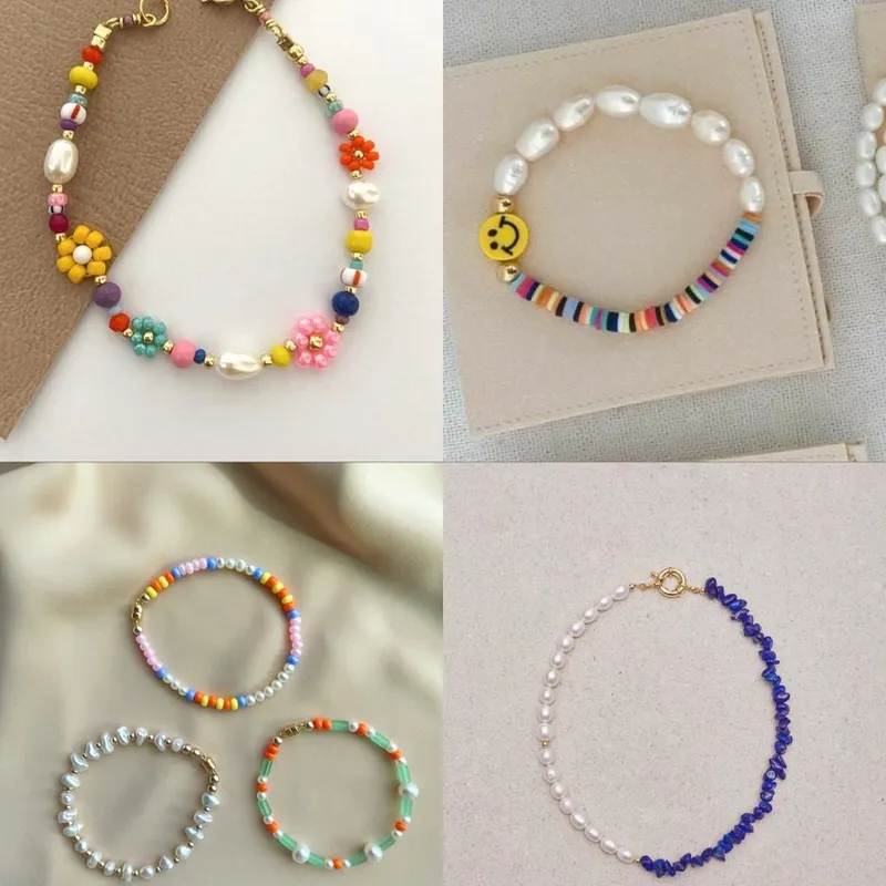 Pulseras con perlas irregulares 