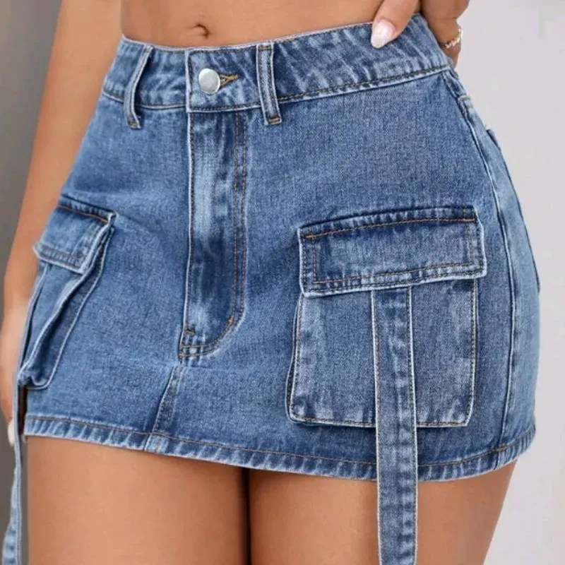  Falda cargo de mezclilla — Azul