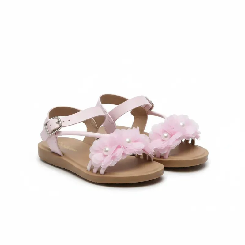Sandalias c/ flores rosadas